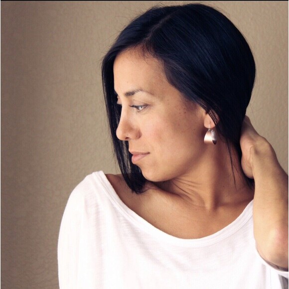 Copper Scoop Earrings Small Arc Shaped Handmade Jewelry By Blue Hour Design - Picture 9 of 10